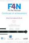 F4N - Fit For Nuclear Certificate for Allied International UK